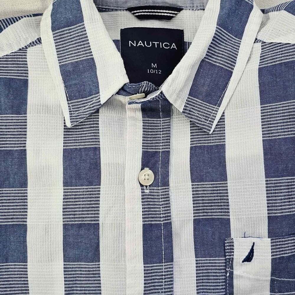 NEW NAUTICA CLASSIC FIT BUFFALO PLAID LONG SLEEVE FLANNEL BOYS 10/12 SHIRT